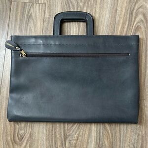 Vintage Cambridge Faux-Leather Briefcase Courier Bag Gray Retractable Handles